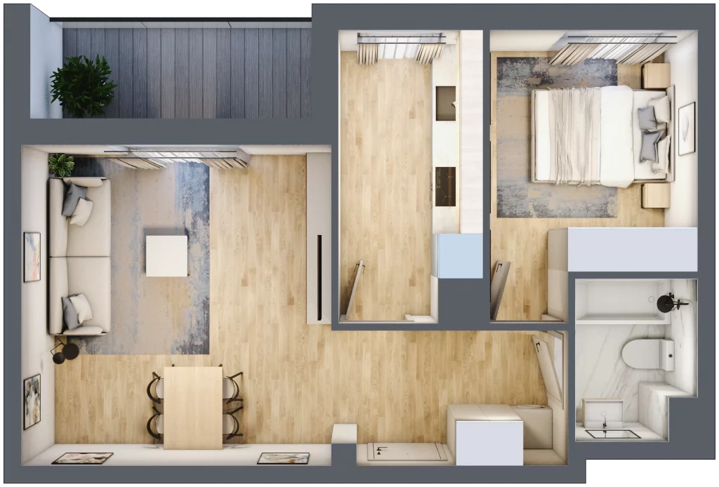2 pokoje, mieszkanie 44,07 m², piętro 5, oferta nr C/132/M, City Vibe, Kraków, Podgórze, Płaszów, ul. Myśliwska